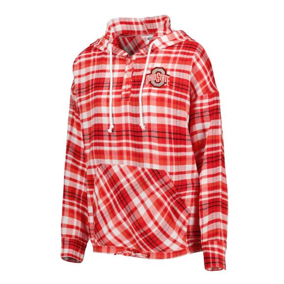 NEW Ohio State Buckeyes Concepts Sport Lightweight Flannel Plaid Hoodie Small - Picture 3 of 11